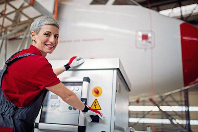 Aircraft parts - photo of person working on plane